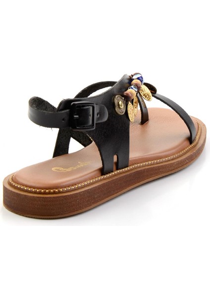 Siyah Leather Kadın Sandalet K05465048703