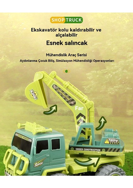 Ekskavatör Karıştırıcı Kamyon Damperli Kamyon Simülasyonu Slayt Düşmeye Dayanıklı Oyuncak Araba (Yurt Dışından)