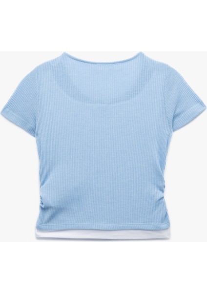 Viskon Karışımlı Düğmeli Slim Fit Kısa Kollu Bisiklet Yaka Triko Hırka