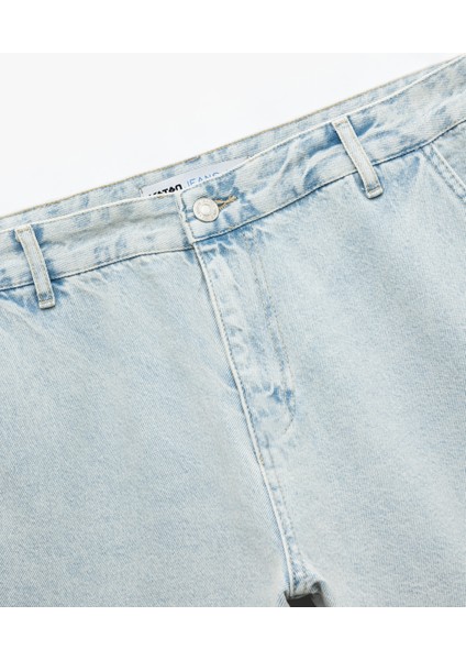 Oversize Pamuklu Cep Detaylı Bermuda Kargo Jean Şort