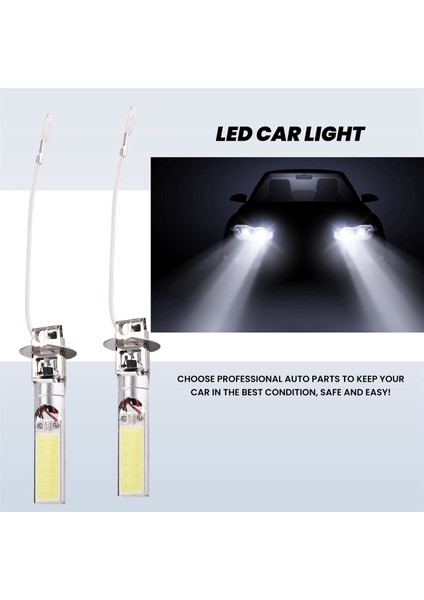 2 Adet H3 15W LED Cob Drl Lambası Beyaz Xenon Sürüş Farı Ampulleri (Yurt Dışından)