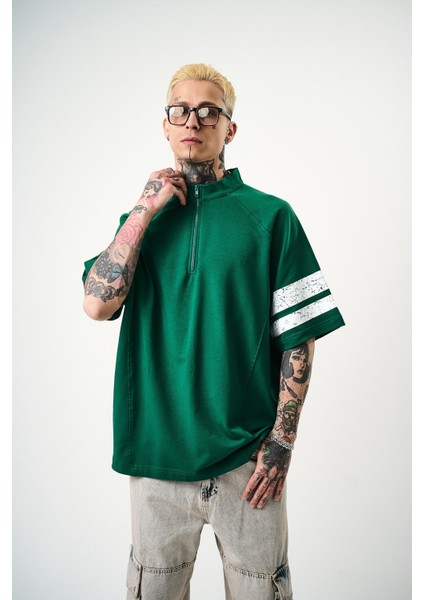 Erkek 84 Zone Baskılı Oversize T-Shirt Nefti fiyatları