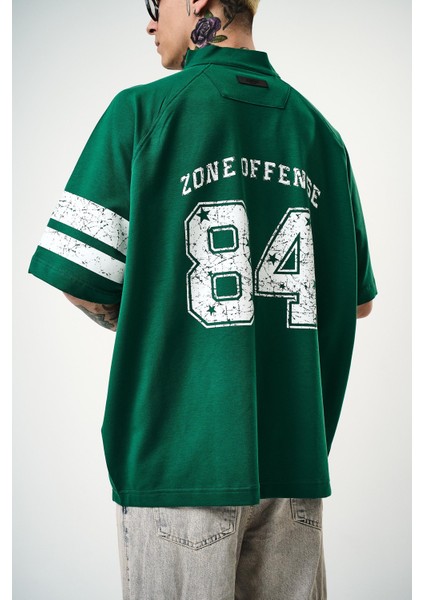 Erkek 84 Zone Baskılı Oversize T-Shirt Nefti fırsatları