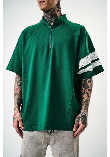 Erkek 84 Zone Baskılı Oversize T-Shirt Nefti indirimleri