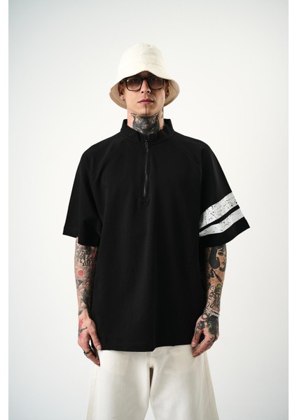 Erkek 84 Zone Baskılı Oversize T-Shirt Siyah fiyatları