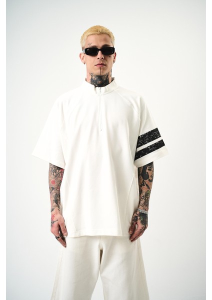 Erkek 84 Zone Baskılı Oversize T-Shirt Ekru fiyatları