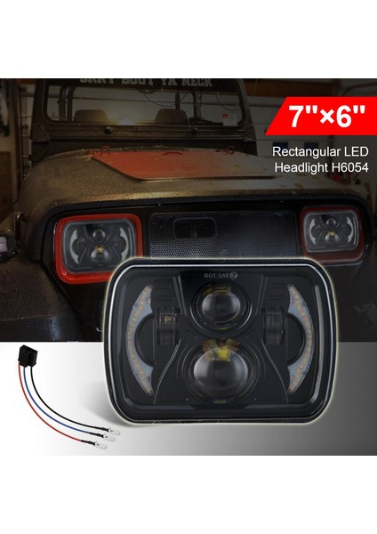 1 Adet H6054 7x6 Inç 5x7 Inç LED Projektör Far Kare Mühürlü Işın Plym Dodge Gmc Jeep Cherokee Wrangler Xj Yj (Yurt Dışından)