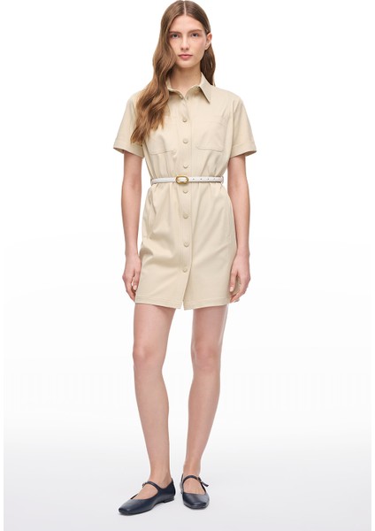 Açık Bej Kalsit Regular Fit Kısa Boy Elbise