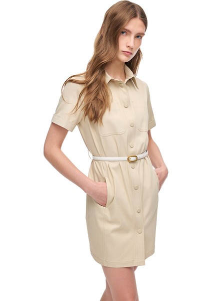 Açık Bej Kalsit Regular Fit Kısa Boy Elbise fiyatları