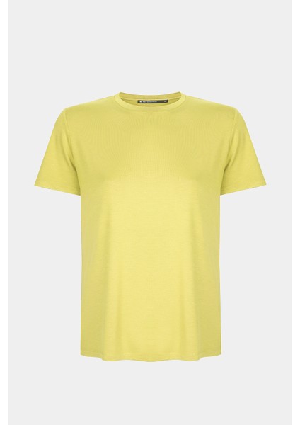 Chuns Limon Renk Regular Fit Bisiklet Yaka Takma Kol Tişört