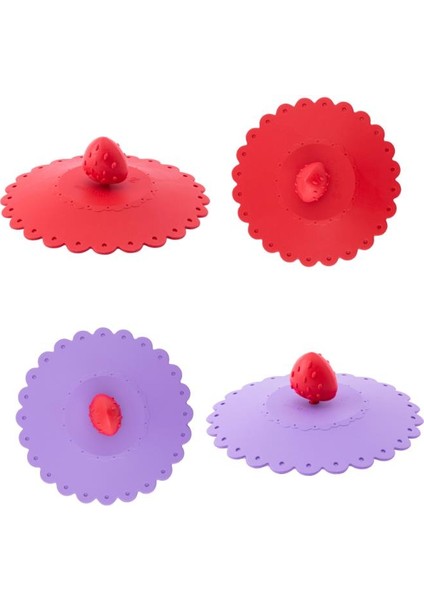 2 Adet Toz Geçirmez Isı Koruyucu Bardak Kapağı, Çilek Figürlü Silikon Bardak Kapağı 2’li Set modelleri