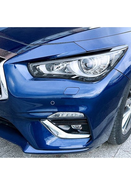 Araba Parlak Siyah Ön Far Kapağı Garnitür Şerit Kaş Kapağı Trim Etiket Infiniti Q50 2014-2023 (Yurt Dışından)