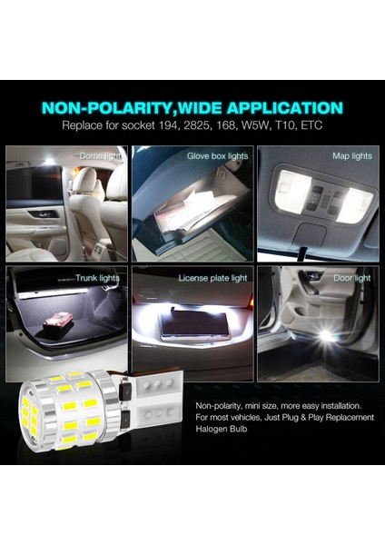 10X T10 W5W LED Canbus Ampuller 168 194 3014 Smd Araba Park Lambası Plaka Lambası Boşluk Lambaları Okuma Lambaları Beyaz (Yurt Dışından) indirimleri