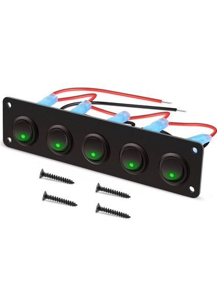 Çete Yuvarlak Gösterge Paneli Salıncak Anahtarı Paneli Su Geçirmez 12-24V LED Karavan Gemi Yat Deniz Araba Deniz Gemi Yeşil (Yurt Dışından)