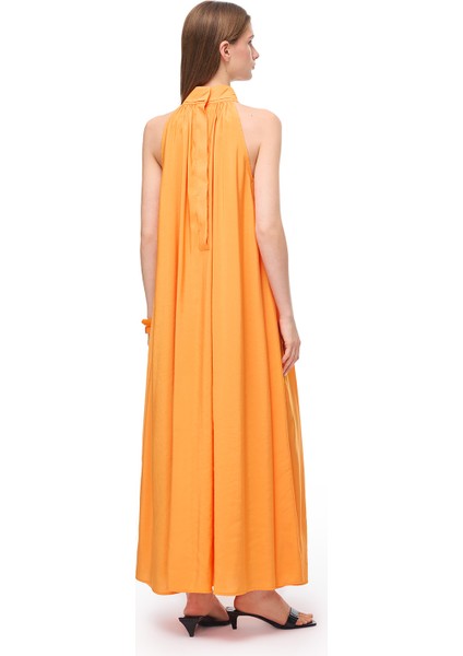 Turuncu Decisive Rahat Kalıp Diz Altı Elbise fırsatları