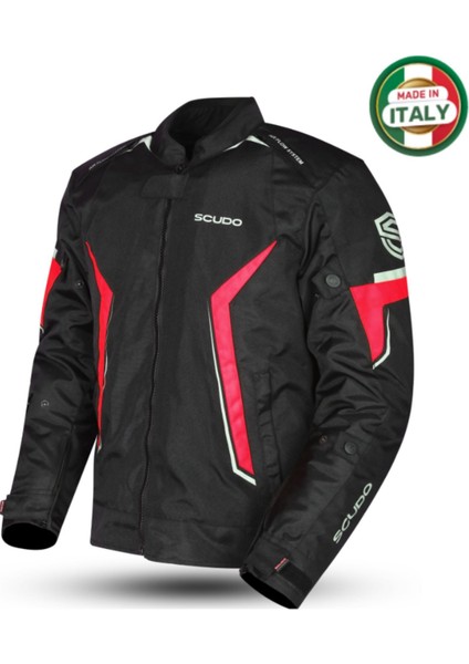 Roma 4 Mevsim Erkek Motosiklet Montu Siyah/kırmızı