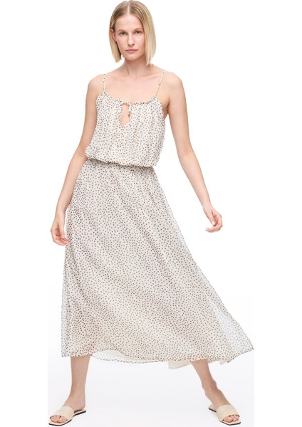 Açık Bej Fidos Regular Fit Puantiyeli Uzun Boy Elbise fiyatları