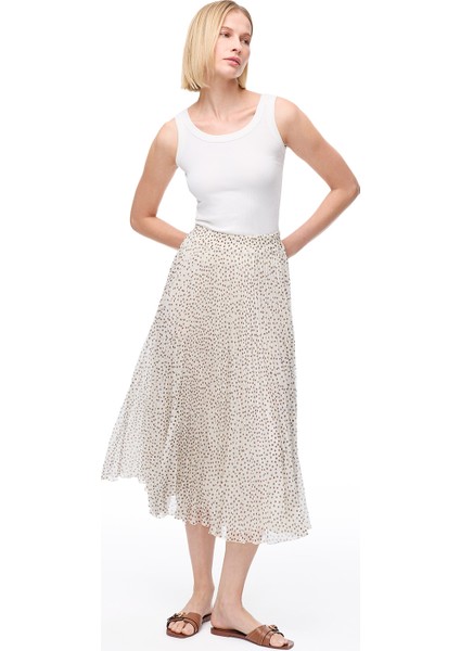 Açık Bej Fidos Regular Fit Yüksek Bel Diz Boy Etek modelleri