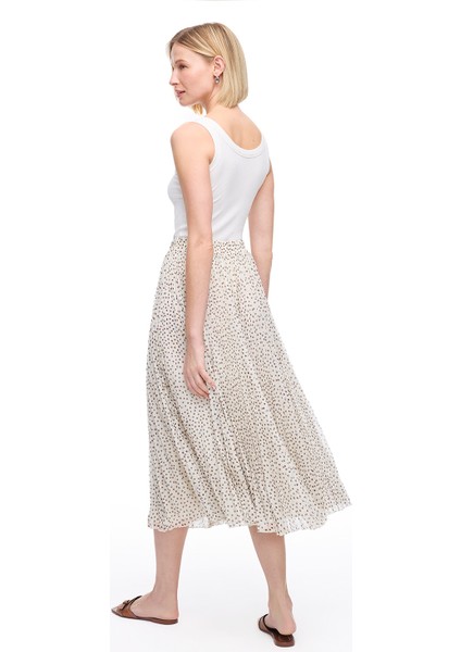 Açık Bej Fidos Regular Fit Yüksek Bel Diz Boy Etek fırsatları