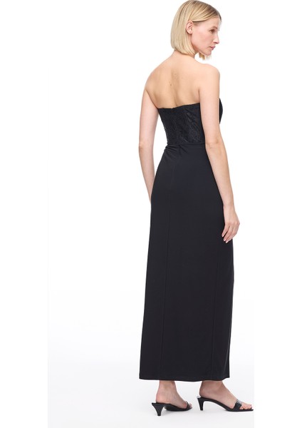 Siyah Lille Bele Oturan Uzun Boy Elbise fırsatları