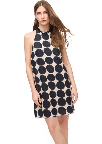 Bej Siyah Ilas Regular Fit Midi Boy Elbise fiyatları