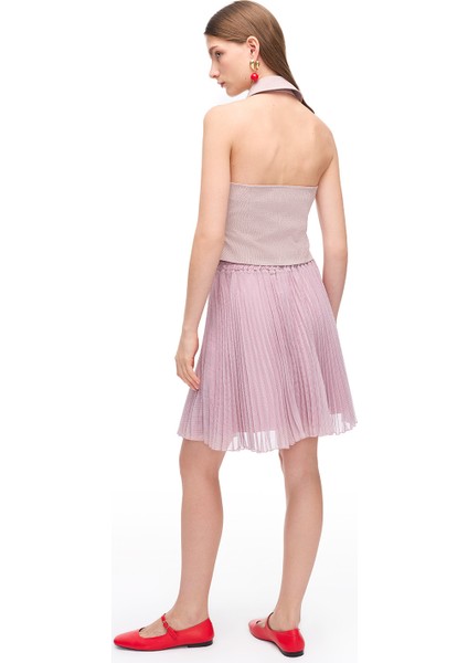 Pembe Violet Regular Fit Gömlek Yaka Ekoseli Bluz indirimleri