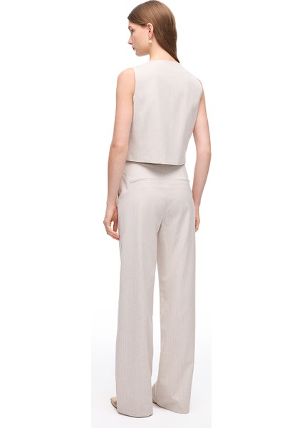 Bej Anyolit Rahat Kalıp Yüksek Bel Pantolon fırsatları