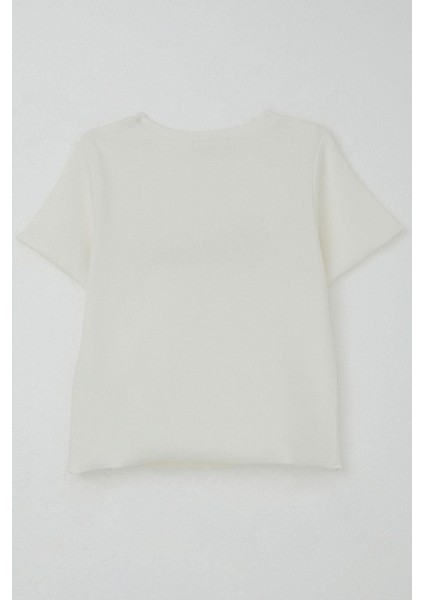 Kız Çocuk Tişört Yazı Baskılı 8-14 Yaş, Ekru fiyatları