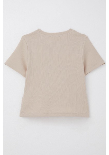 Kız Çocuk Tişört Kalp Nakış Detaylı 9-14 Yaş, Bej fiyatları