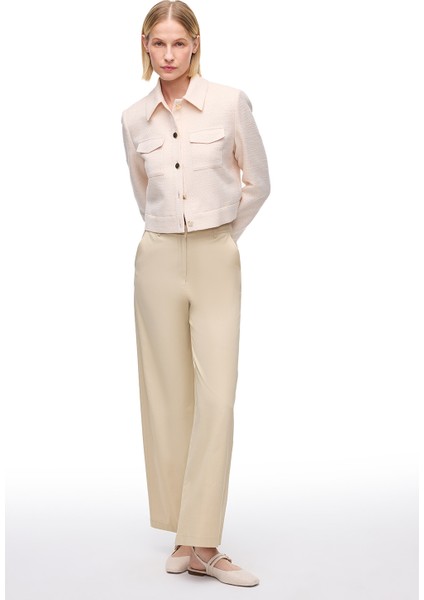 Bej Kalsit Rahat Kalıp Yüksek Bel Pantolon fiyatları