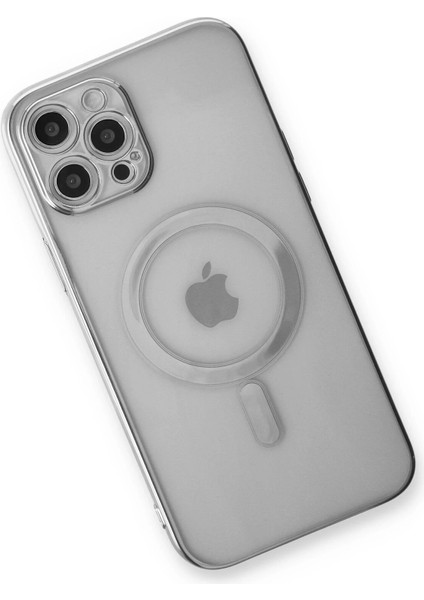 Iphone 12 Pro Kılıf Magneticsafe Lazer Silikon - Gümüş Mrayd