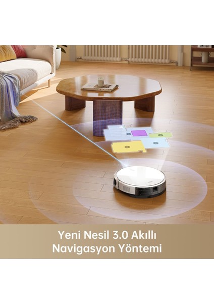 Mova M1 Robot Süpürge ve Paspas, 4,500PA Güçlü Emiş, Kompakt Gövde, Sabit Lazer Navigasyonu