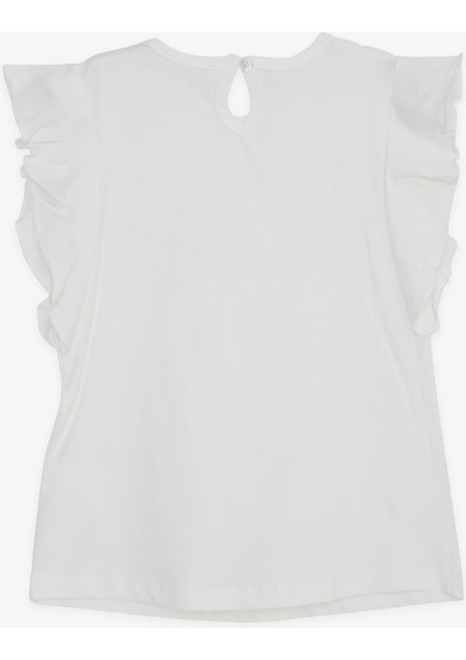 Kız Çocuk Tişört Kolları Fırfırlı Nakış Güpürlü 6-12 Yaş, Ekru modelleri