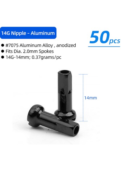 AL14G 14MM Bk 50P Stili Süper Hafif Alüminyum Telli Kapağı 14G C-Işlenmiş Anodize Alaşım Nipel Mtb Yol Bisikleti Tekerlek Jantı Pirinç Somunları Çok Renkli (Yurt Dışından)