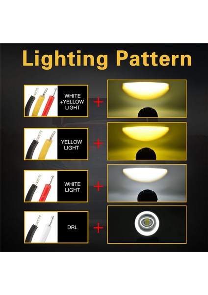 60W 6000LM Yuvarlak LED Melek Gözü Işık Çubuğu 6000K/3000K Beyaz+Sarı Işık Motosiklet Offroad LED Çalışma Işığı Için - 2 Adet (Yurt Dışından)