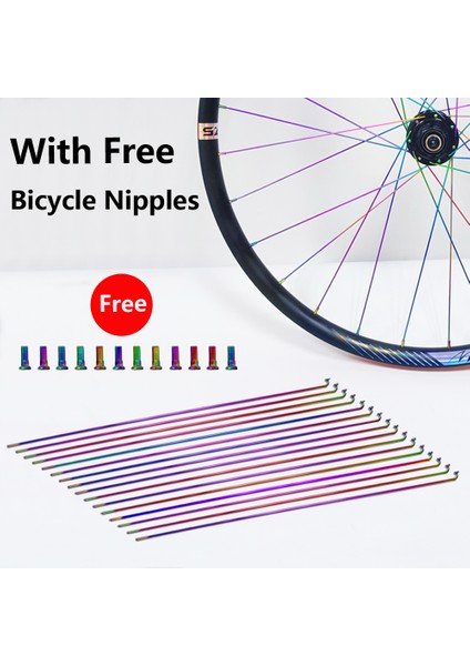 12 Adet 263MM Tarzı Inç Tekerlekli Dağ Yol Bisikleti Için Gökkuşağı Renkli Bisiklet Telleri ve Mamelonlar Paslanmaz Çelik Yüksek Dayanıklılık Bisiklet Telleri (Yurt Dışından) indirimleri