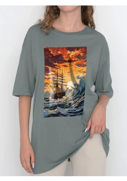 Tasarım Baskılı Oversize Kadın-Erkek Dtf Baskı Tshirt fiyatları