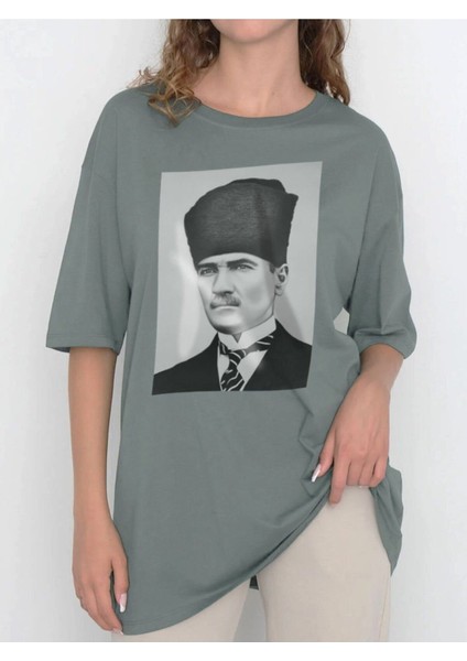Tasarım Baskılı Oversize Kadın-Erkek Dtf Baskı Tshirt