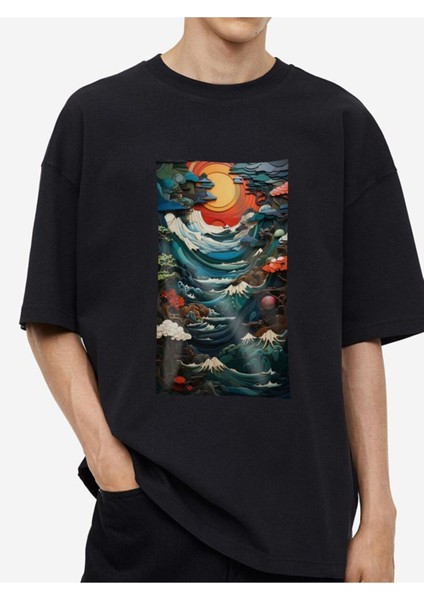 Tasarım Baskılı Oversize Kadın-Erkek Dtf Baskı Tshirt