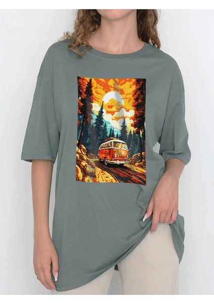 Tasarım Baskılı Oversize Kadın-Erkek Dtf Baskı Tshirt