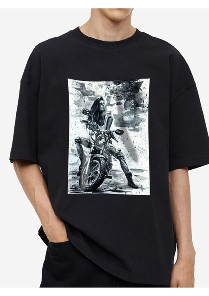 Tasarım Baskılı Oversize Kadın-Erkek Dtf Baskı Tshirt