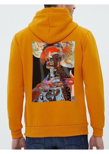 Tasarım Baskılı Oversize Kapüşonlu Kadın-Erkek Sweatshirt