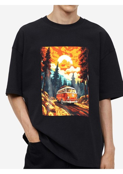 Tasarım Baskılı Oversize Kadın-Erkek Dtf Baskı Tshirt