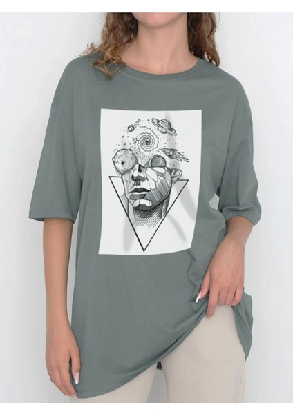 Tasarım Baskılı Oversize Kadın-Erkek Dtf Baskı Tshirt
