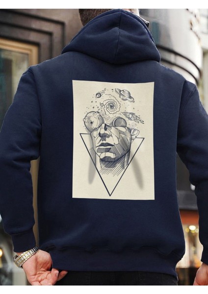 Tasarım Baskılı Oversize Kapüşonlu Kadın-Erkek Sweatshirt