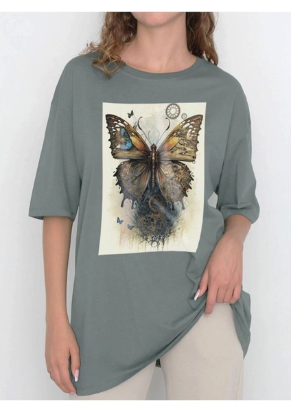 Tasarım Baskılı Oversize Kadın-Erkek Dtf Baskı Tshirt