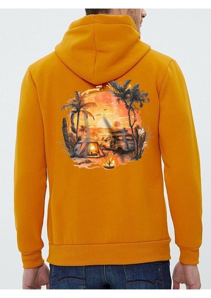Tasarım Baskılı Oversize Kapüşonlu Kadın-Erkek Sweatshirt