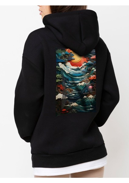 Tasarım Baskılı Oversize Kapüşonlu Kadın-Erkek Sweatshirt fiyatları