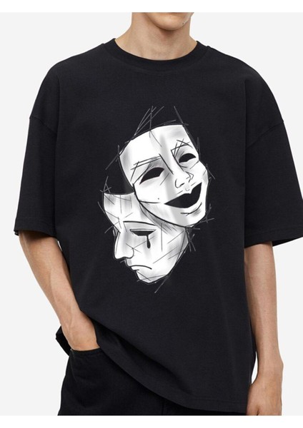 Tasarım Baskılı Oversize Kadın-Erkek Dtf Baskı Tshirt