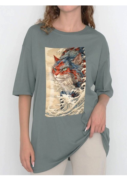 Tasarım Baskılı Oversize Kadın-Erkek Dtf Baskı Tshirt